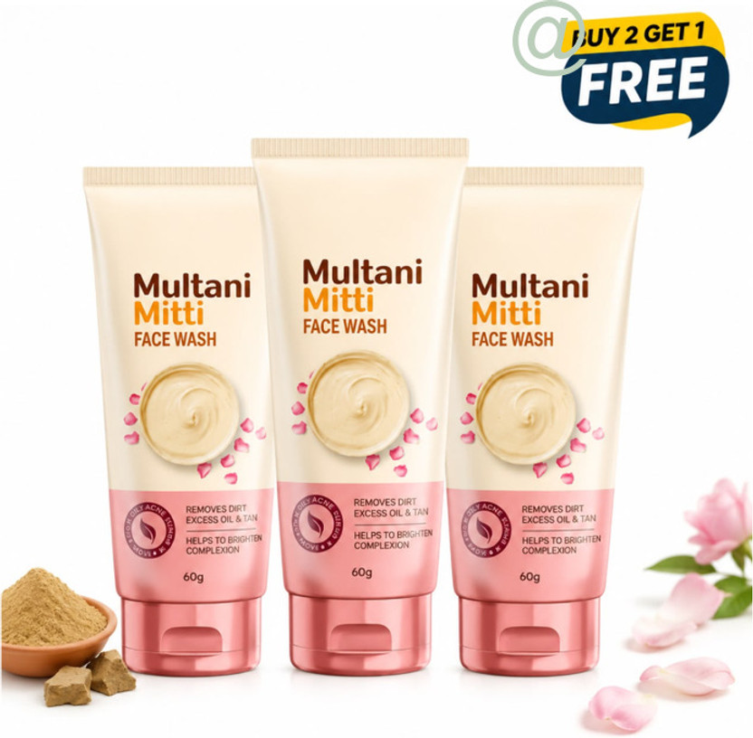 Veecos Multani Mitti Deep Purifying  Buy 2 Get 1 Free Face Wash(225 g)