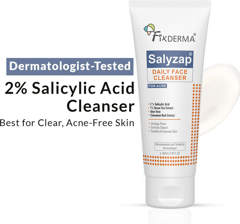Fixderma Salyzap Face Cleanser 2% Salicylic Acid for Oily & Acne Prone Skin  Face Wash(100 g)