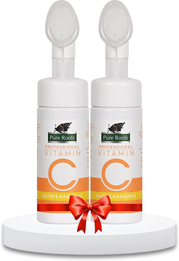 Pure Roots Vitamin C Foam Cleanser for Men & Women- Pack of 2 (150ml * 2) Face Wash(300 ml)