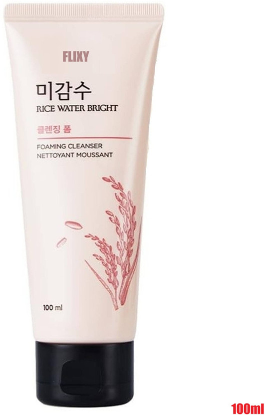 FLIXY Rice Water Bright Foaming_Cleanser | Deep Cleansing with Rice Extracts | Brightening & Hydrating Formula | Gentle Foam Cleanser for All Skin Types. Face Wash(100 ml)