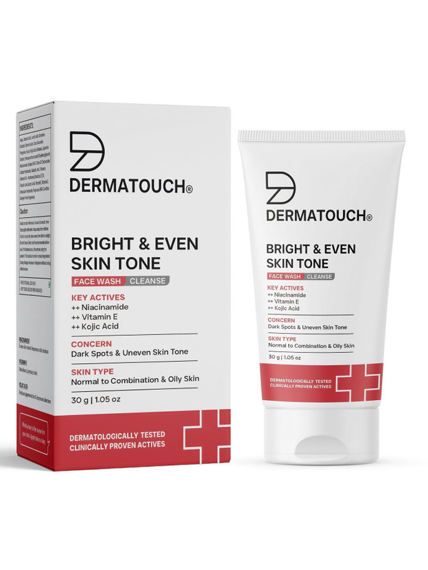 Dermatouch Dermatouch Bright & Even Tone  with Niacinamide, Vitamin E and Kojic Acid Face Wash(30 g) - Flipkart Deal