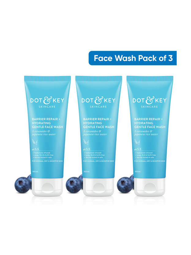 Dot & Key Barrier Repair Hydrating Gentle  Pack of 3 With Probiotics Face Wash(300 ml)