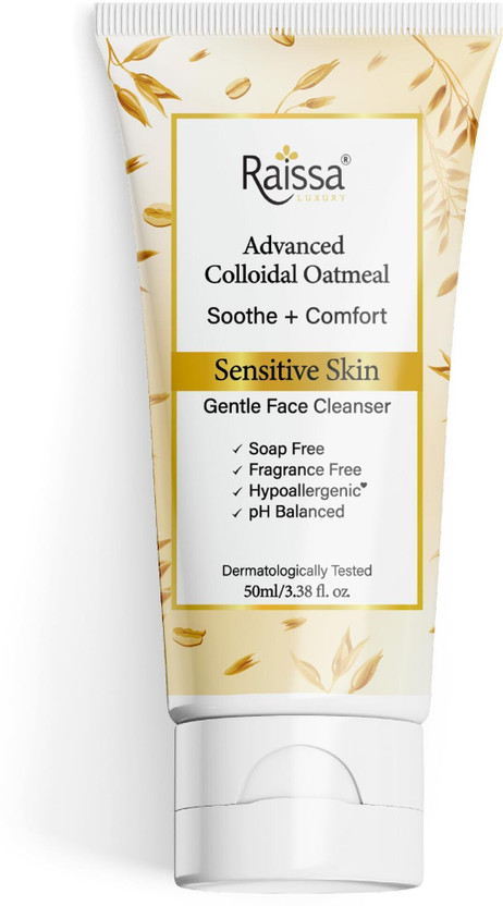 RAISSA Colloidal Oatmeal  Cleanser for Sensitive Skin, 50ml | Hypoallergenic, Fragrance Free, pH Balanced Silicone Free | For Men & Women Face Wash(50 g)