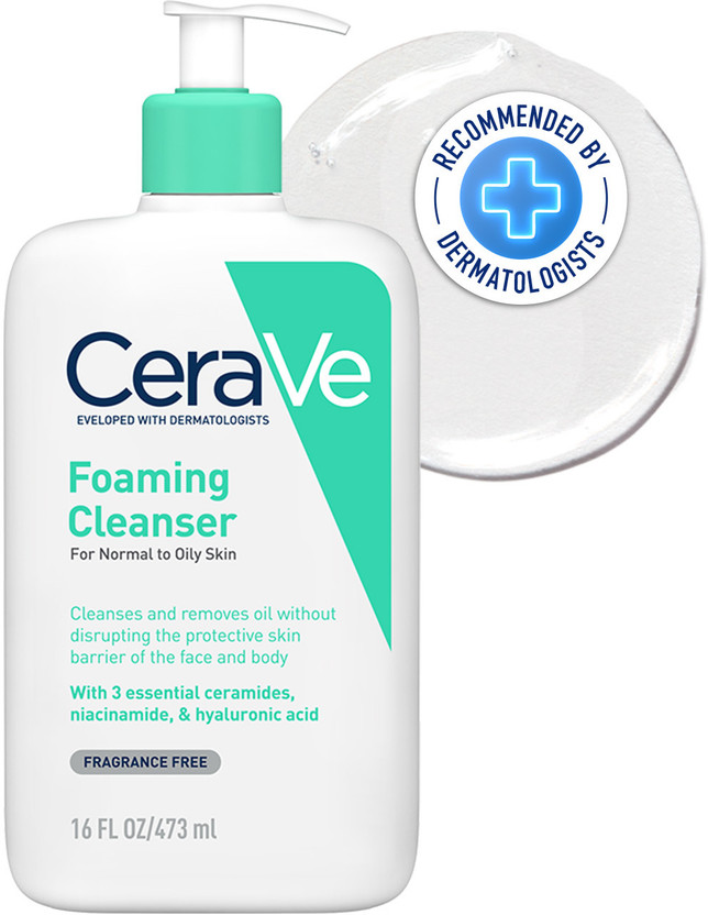 CeraVe Foaming Cleanser  For Oily Skin with Hyaluronic Acid, Dermatologist Recommended Face Wash(473 ml)