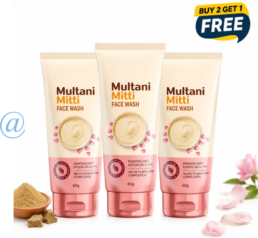Veecos Multani Mitti Radiant Skin  Buy 2 Get 1 Free Face Wash(225 g)