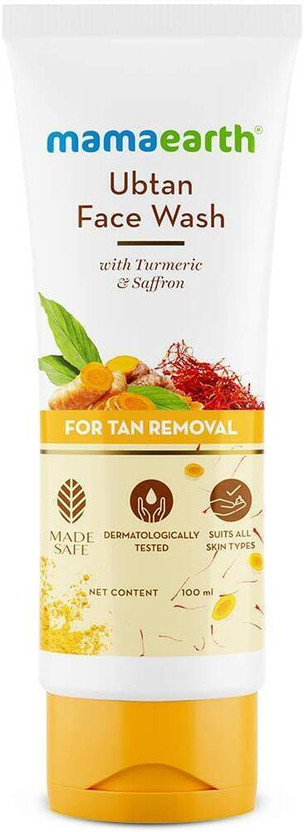 Mamaearth Ubtan Natural for All Skin type with Turmeric & Saffron for Tan removal and brightning Face Wash(100 ml)