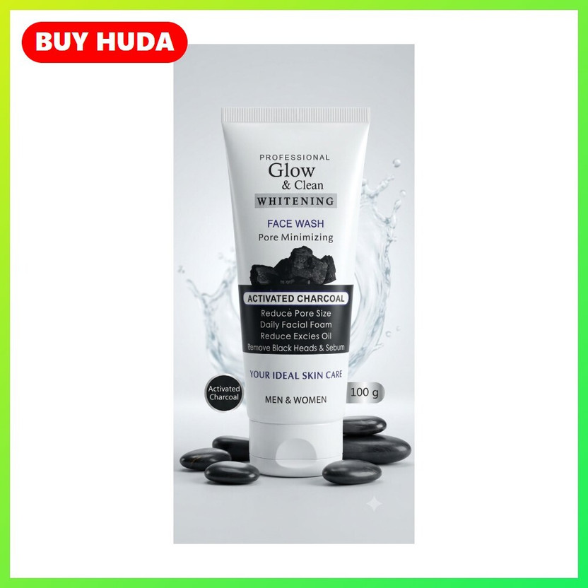BUY HUDA Glow & Clean Activated Charcoal Facial Cleanser for Fresh Face 100g Face Wash(100 ml)