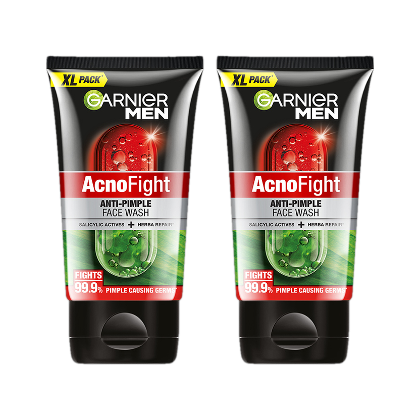 Garnier Men Acno Fight, Salicylic Acid, Repairs Skin & Balances Oils, Anti-Pimple Face Wash(300 g)