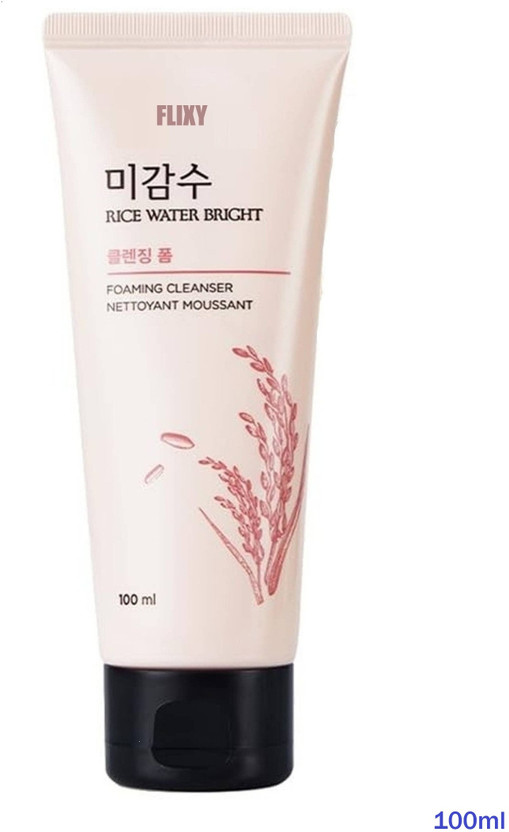 FLIXY Rice Water Bright Foaming Cleanser | Deep Cleansing with Rice Extracts | Brightening & Hydrating Formula | Gentle Foam Cleanser for All Skin Types. Face Wash(100 ml)