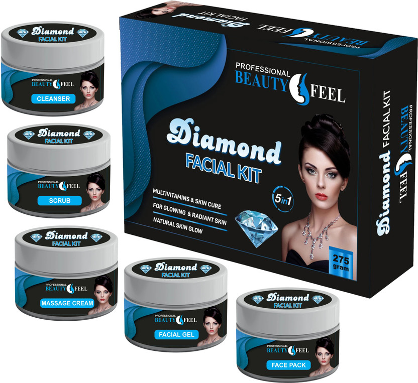 Professional Diamond Facial Kit, Way to use facial kit, Fairness, Whiting, Skin, Instant Result Without Damage Skin(5 x 50 g)
