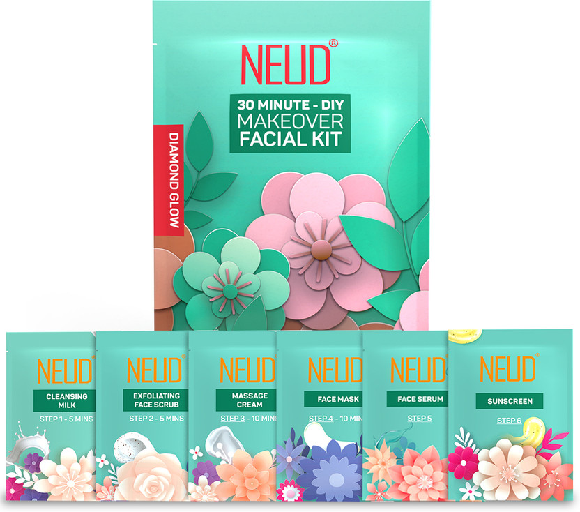 NEUD 6-Step DIY Makeover Facial Kit for Salon-Like Glow at Home - 1 Pack(60 g)