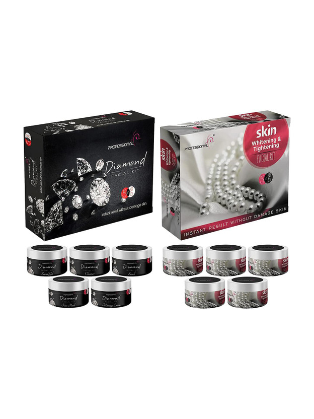 Professional Feel DIAMOND + SKIN WHITENING Facial Kit, Unisex For Fairness, Skin Whitening, Instant Glow (In-stat Glow Face Best Facial Kit Ever in India)(500 g)