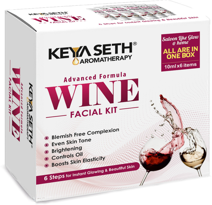 KEYA SETH AROMATHERAPY Wine Facial Kit 6 Steps for Instant Glowing & Blemish-free Beautiful Skin(60 g)