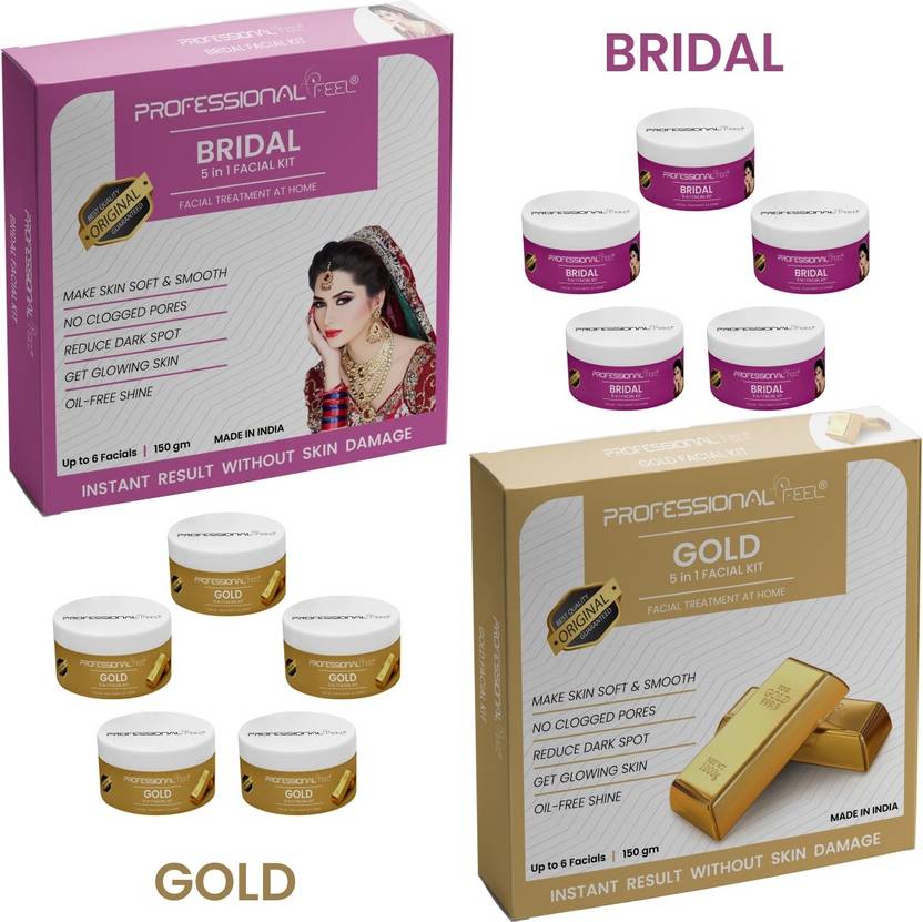 PROFESSIONAL FEEL GOLD & BRIDAL FACIAL KIT COMBO PACK Price in India