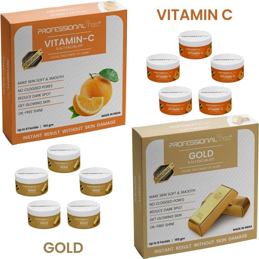 PROFESSIONAL FEEL GOLD & VITAMIN C FACIAL KIT COMBO PACK Price in India, Buy PROFESSIONAL FEEL