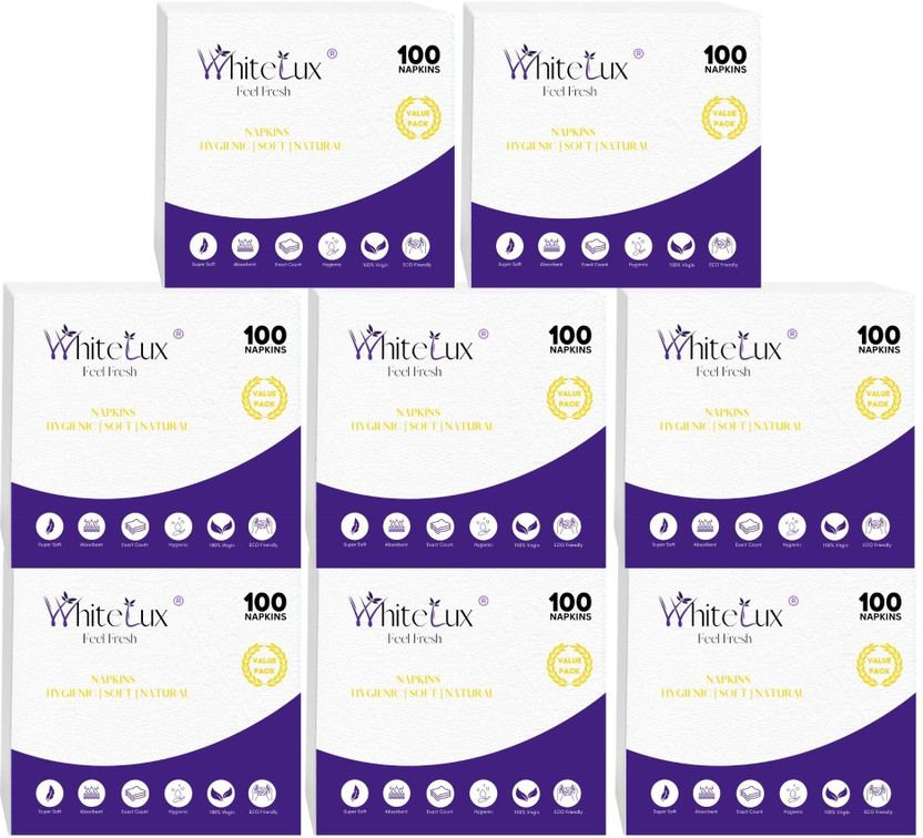 WhiteLux Soft Premium Quality Tissue Paper Napkin (Pack of 8)(800 Tissues)