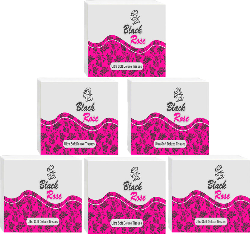 MG BLACK ROSE Soft paper napkins (600 Napkins) Pack of 6 White Paper Napkins(6 Sheets)