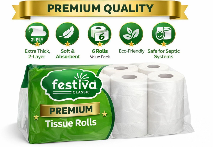 Festiva 1920 SHEET BATH TISSUE ROLL PACK OF 1 IN 6 ROLL| SOFT TISSUE ROLL