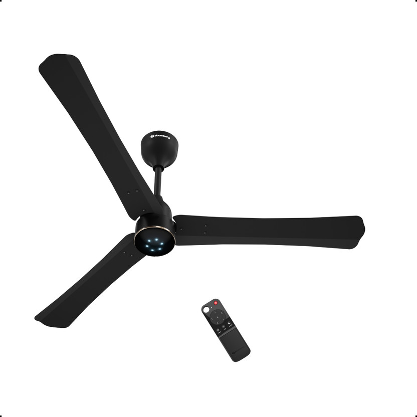 Atomberg Renesa Halo Smart|Voice Controlled|High Air Flow|Low Noise|LED Speed Indicator with 3 Year Warranty BLDC Motor with Remote 1200 mm Ceiling Fan(5 Star | Midnight Black | Pack of 1)