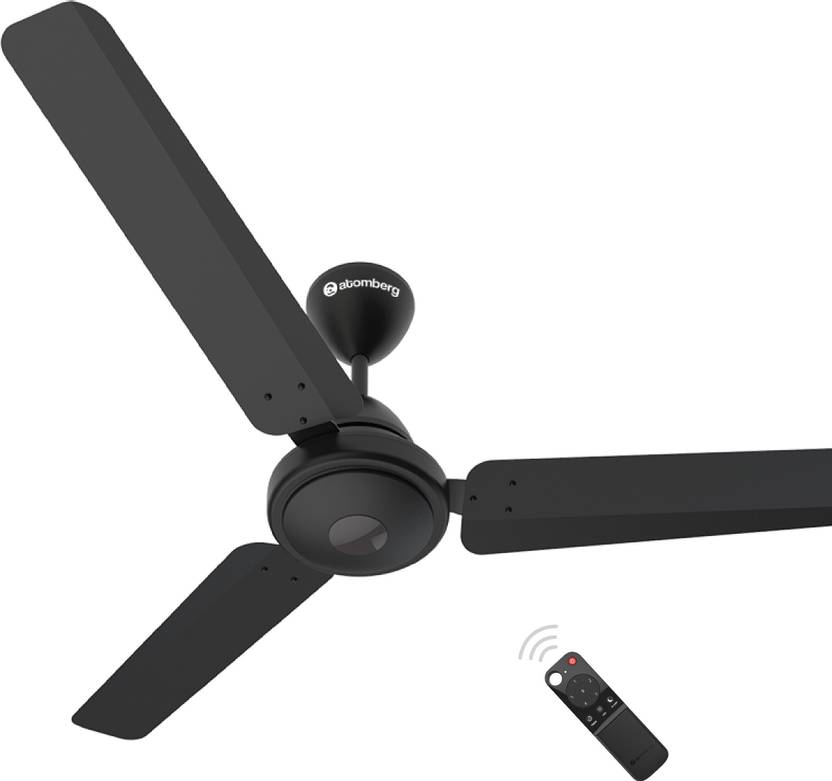 Atomberg Efficio Ceiling Fan 1200MM - Midnight Black with 3 Year Warranty BLDC Motor with Remote 1200 mm Ceiling Fan (5 Star | Midnight Black | Pack o