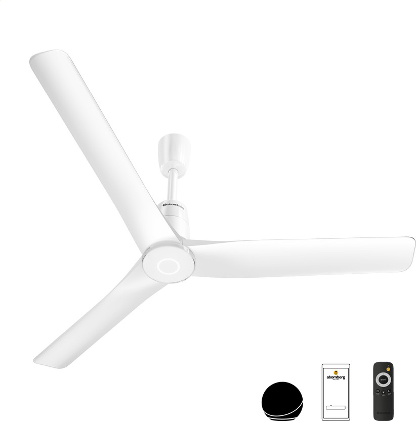 Atomberg Aris Contour Smart|Voice Control|Best Air Flow|Silent|Award Winning Decor Design with 5 Year Warranty BLDC Motor with Remote 1200 mm Ceiling Fan(5 Star | Marble White | Pack of 1)