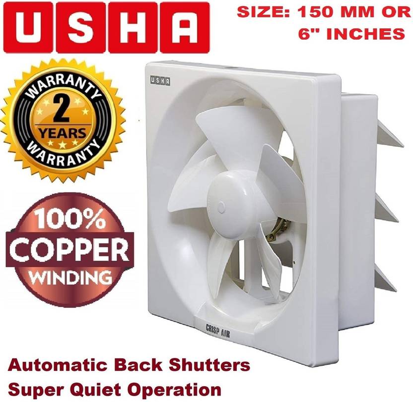 USHA CRISP AIR VX NOISELESS AUTOMATIC SHUTTER 100 COPPER LONGER LIFE
