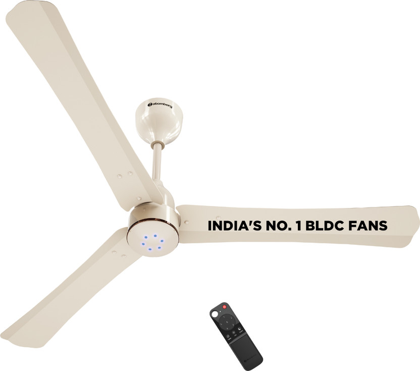 Atomberg Renesa Halo Smart|Voice Controlled|High Air Flow|Low Noise|LED Speed Indicator with 3 Year Warranty BLDC Motor with Remote 1200 mm Ceiling Fan(5 Star | Seasand Ivory | Pack of 1)