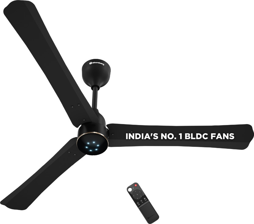 Atomberg Renesa Halo Smart|Voice Controlled|High Air Flow|Low Noise|LED Speed Indicator with 3 Year Warranty BLDC Motor with Remote 1200 mm Ceiling Fan(5 Star | Midnight Black | Pack of 1)