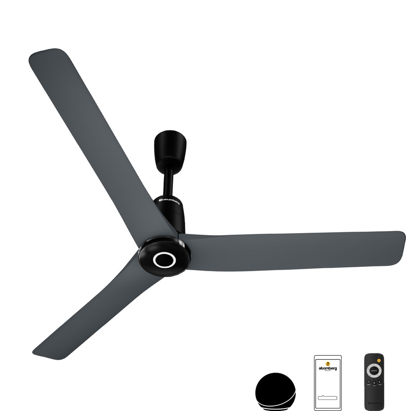 Atomberg Aris Contour Smart|Voice Control|Best Air Flow|Silent|Award Winning Decor Design with 5 Year Warranty BLDC Motor with Remote 1200 mm Ceiling Fan(5 Star | Regent Grey | Pack of 1)