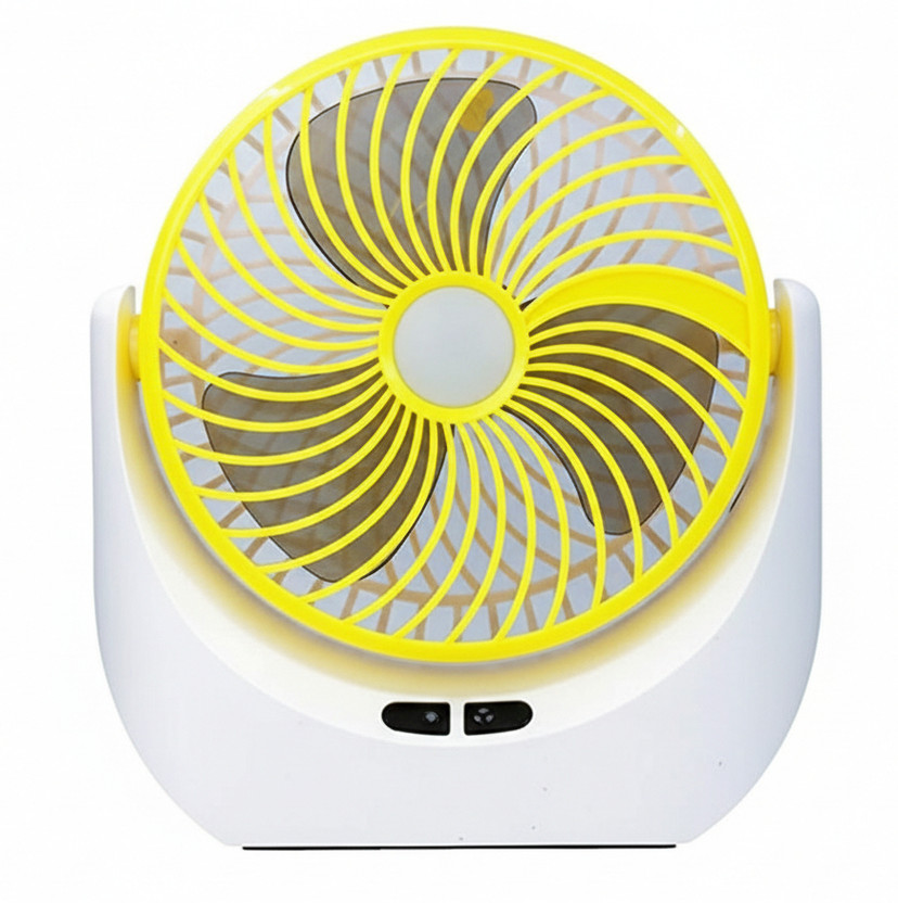 Ampeva High-Speed 4000mAh Rechargeable Table Fan with LED Light, Portable Fan, USB Fan, USB Battery Powered Quiet Personal Fan, 3 Speed For Kitchen, Office, Home USB Fan(Yellow)
