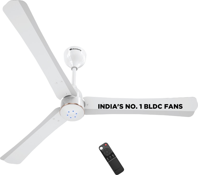 Atomberg Renesa Halo Smart|Voice Control|High Air Flow|Low Noise|LED Speed Indicator with 3 Year Warranty BLDC Motor with Remote 1200 mm Ceiling Fan(5 Star | Gloss White & Gold Ring | Pack of 1)