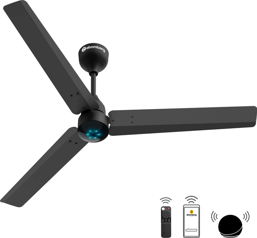 Atomberg Renesa Smart Midnight Black with 3 Year Warranty BLDC Motor with Remote 1200 mm Ceiling Fan(5 Star | Midnight Black | Pack of 1)