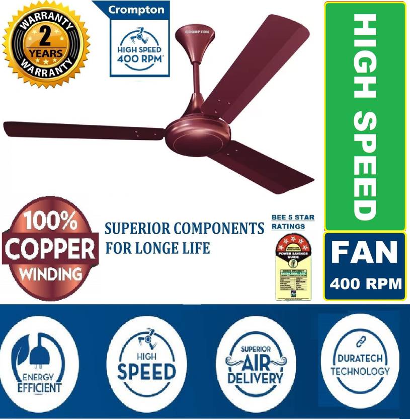 Crompton CROMPTON SUREBREEZE 100 COPPER ULTRA HIGH SPEED 360 RPM LONG