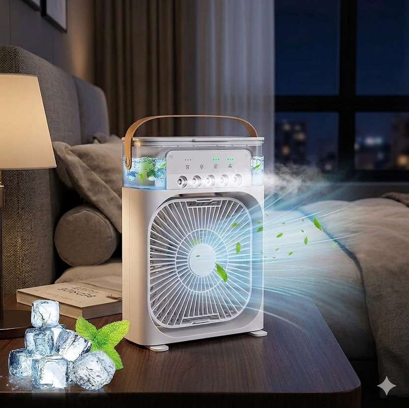 HOME'S DESIRE 3-in-1 Portable Evaporative Air Cooler, Humidifier 2 mm Table Fan(white | Pack of 1)