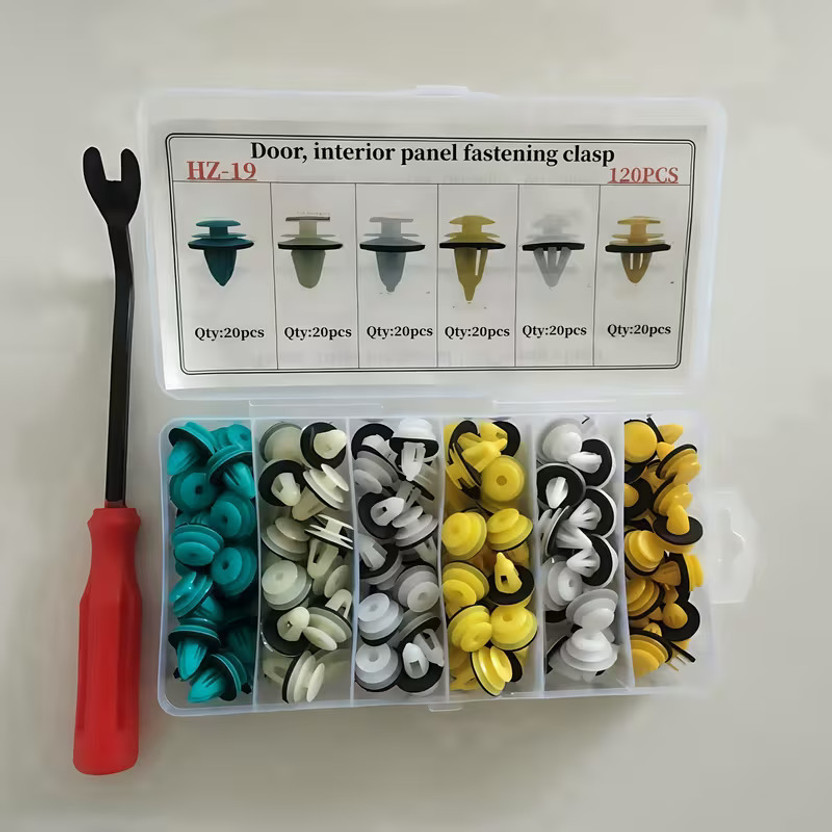 DASTVAM 120 Pcs Universal Car Door Panel & Bumper Clips Set with Trim Removal Tool Fastener(Exterior & Interior, Universal Car Body Retainer Clips)