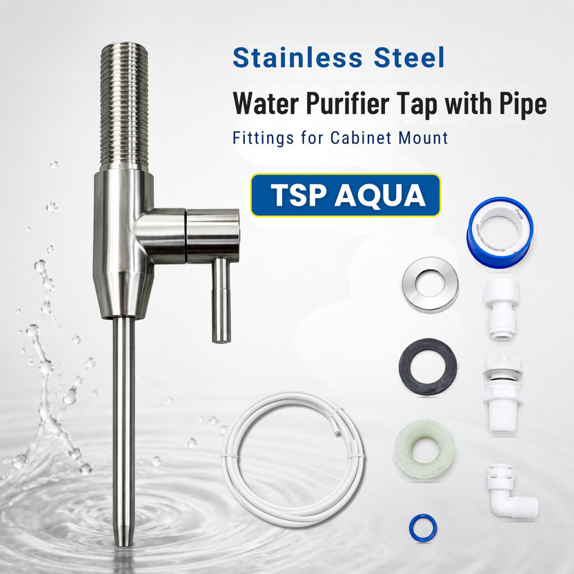 TSP AQUA RO Faucet Tap Steel Water Purifier Tap with Pipe & Fittings for Cabinet Mount Faucet Nozzle(Screw On)