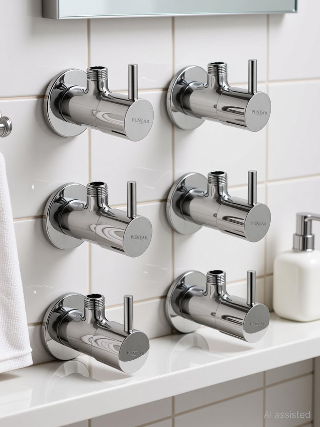 PLNJAR by Stainless Steel 6 Pcs Combo Luxurious faucet Bathroom Accessories For Home, Angle Tap Made In India Hardware Items First Choice Of Plumber For Plumbing Tools, Long Lasting, Easy Installation Faucet Set