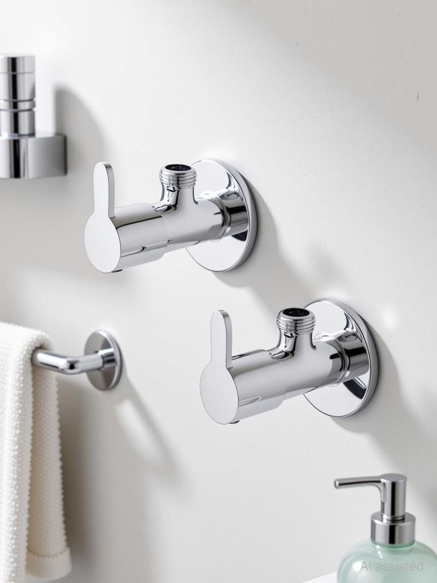 PLNJAR by Stainless Steel 2 Pcs Faucet Angle Valve, Long Lasting Water Tap Building Materials And Supplies, Best Plumbing Bathroom and Kitchen Fittings Accessories Hardware Material, Best For Kitchen, Bathroom, Office, Hotel, Public Place Etc, Made In India Faucet Set