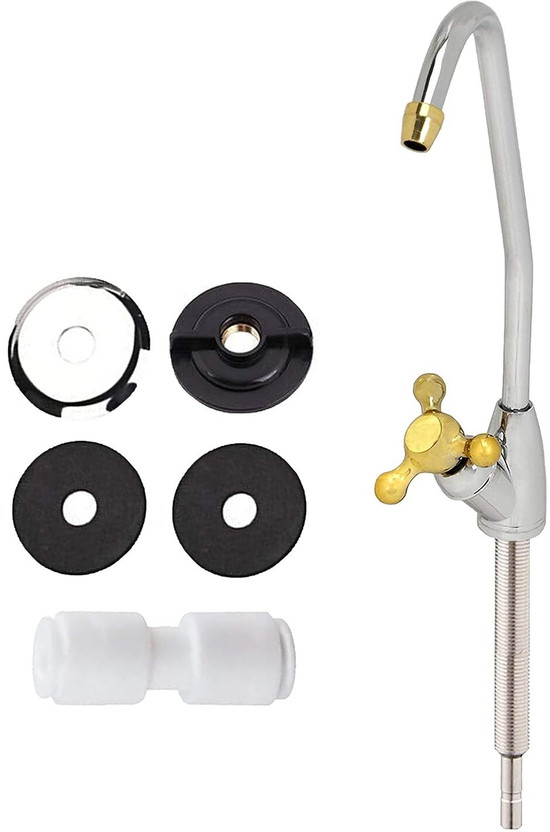 Parijata Golden Stainless Steel tap faucet for Under sink/Under counter RO Water Purifier Swan Neck  Faucet(Built-in Installation Type)