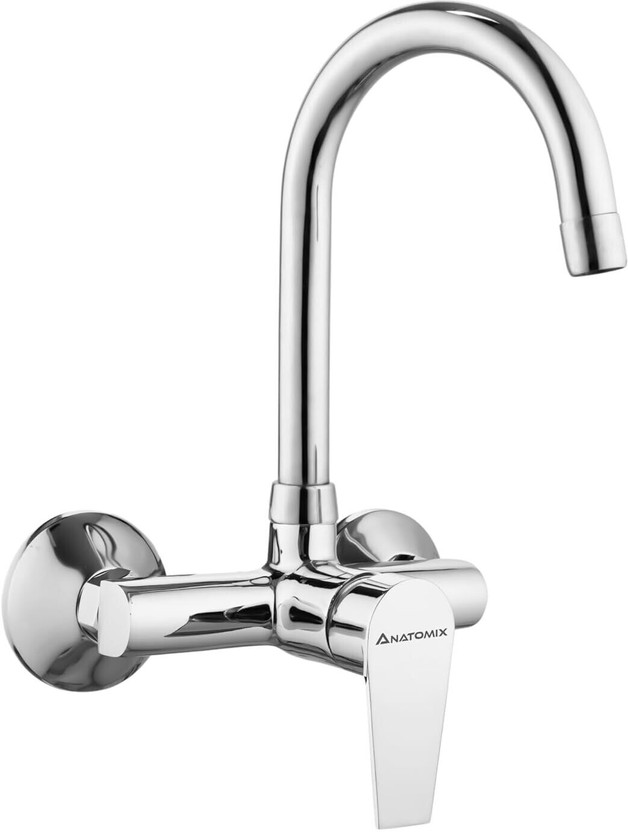 ANATOMIX Brass Single Lever Sink Mixer with Swivel Spout | Hot & Cold Water Tap (OPEX) Swan Neck  Faucet(Wall Mount Installation Type)