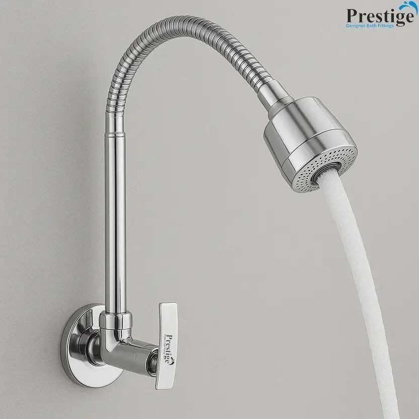 Prestige Flexible Sink Cock Pillar Cock Shower Type Flexible Sink Cock Pillar Cock Shower Type Spout Faucet(Wall Mount Installation Type)