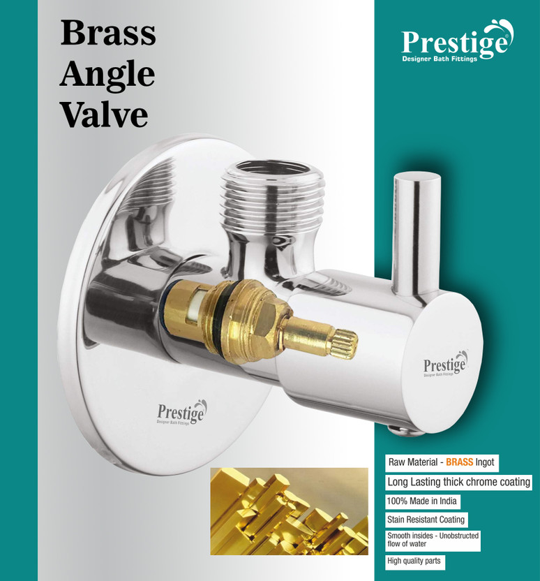 Prestige Turbo brass Angle Valve With Wall Flange, -pack of 1 Angle Cock Faucet(Wall Mount Installation Type)