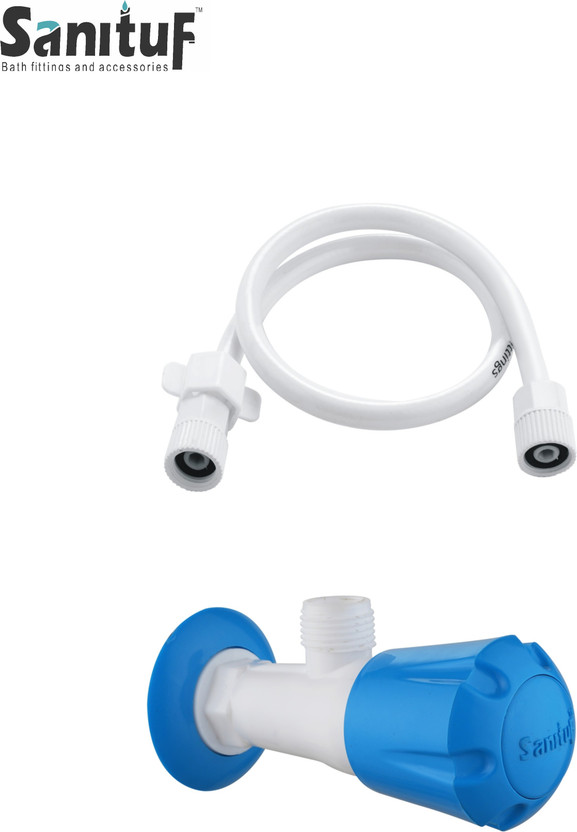 Sanituf Premium Quality Angle Valve with 24inches Connection Pipe (with tightening key) Premium Quality Angle Valve with 24inches Connection Pipe Bib Tap Faucet(Wall Mount Installation Type)