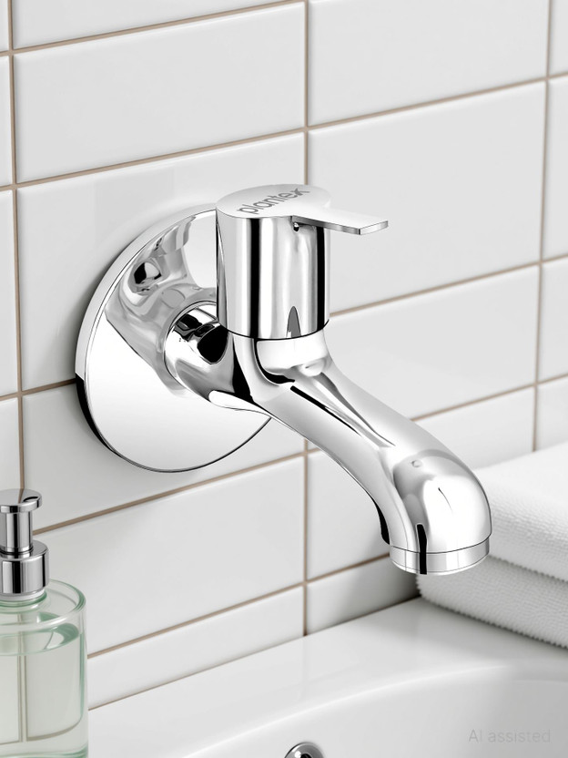 Plantex Long Body Bib Cock Tap for Bathroom & Kitchen with Teflon Tape & Wall Flange Bib Tap Faucet(Wall Mount Installation Type)