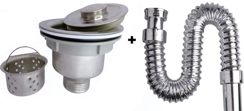 Kyari 304 Extra Heavy Stainless Steel 4 inch Sink Waste Coupling With Bucket /Jali For Kitchen Sink / Wash Basin / Drain + PVC CHROME Waste Pipe (COMBO) Cartridge Faucet(Vessel Installation Type)