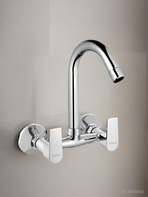 Ramya Prime Sink Mixer Tap For Bathroom and Kitchen Chrome Finish Kitchen Mixer Faucet(Wall Mount Installation Type)