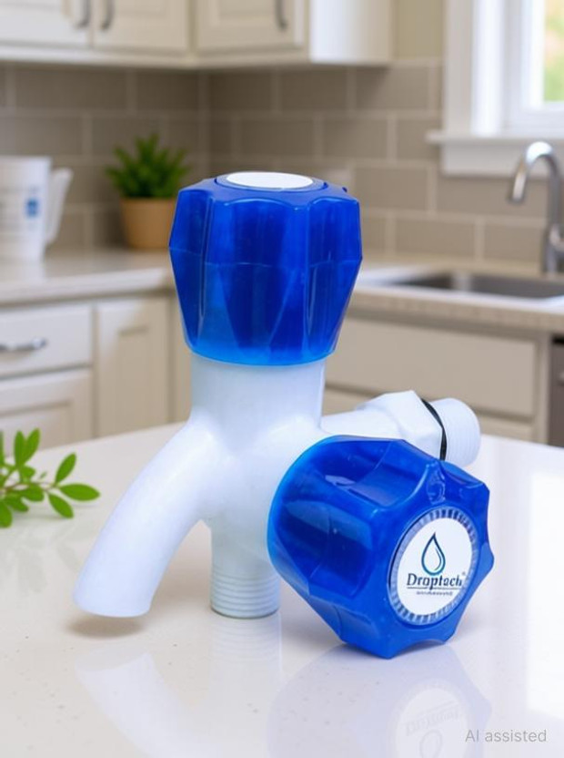 droptech Pvc Bib cock 2 in 1 water tap two way faucet bib tap faucets Crystal Blue Blue Crystal Two way Bib Tap, pvc taps for bathroom Bib Tap Faucet(Wall Mount Installation Type)