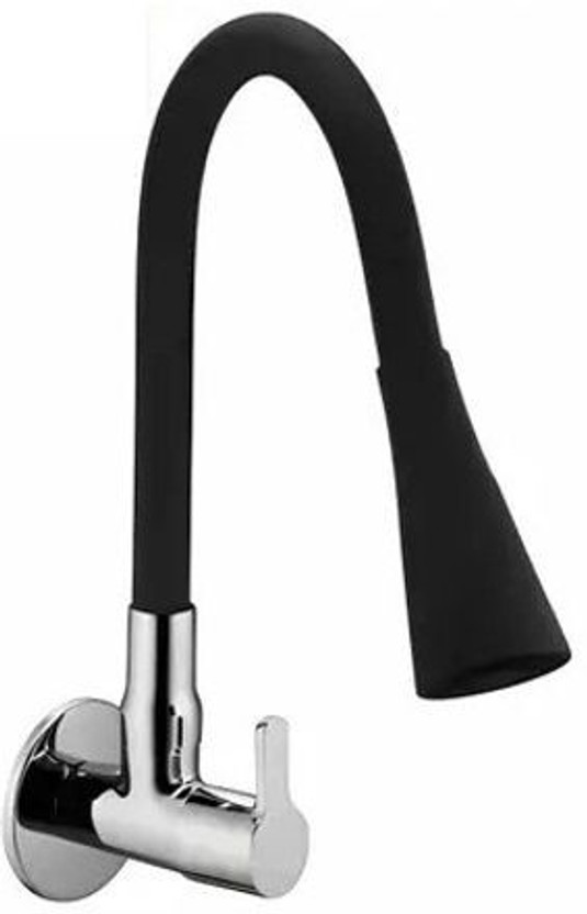 Spazio SmartBuy Fusion Sink Cock-Flxo Play And 360 Degree Flexible Black Silicon Swivel Spout & Dual Flow Pattern For Hot OR Cold Water And Wall Flange Pillar Tap Faucet(Wall Mount Installation Type)