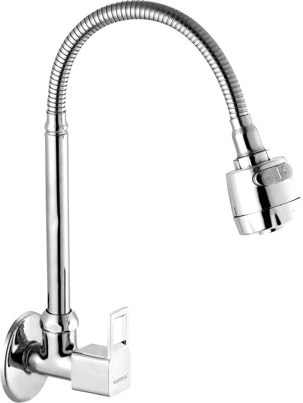 Ramya CUBE Flexible Sink Tap Silver 360 degree swivel spout For Kitchen Sink Wash Basin Sink Tap Faucet(Wall Mount Installation Type)