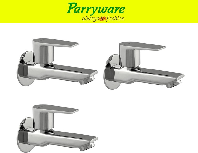 Parryware Praseo Bib Cock Tap long – Wall Mounted Brass set of 3 pic 354 Wall Mounted Bib Tap long body – Brass Bib Cock Faucet Bib Tap Faucet(Wall Mount Installation Type)